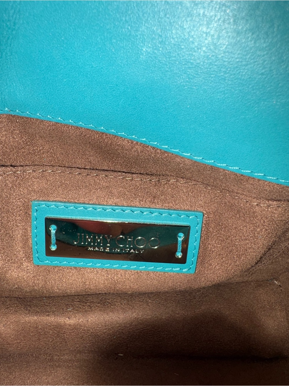 Jimmy Choo Teal Suede Crossbody Bag with Gold Hardware - Picture 7 of 10